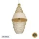 GloboStar® KENTUCKY 01910 Vintage Κρεμαστό Φωτιστικό Οροφής Μονόφωτο 1 x E27 AC220-240V IP20 - Φ40 x Υ80cm - Μπεζ Μεταλλικό με Μπαμπού Πλέγμα - 5 Χρόνια Εγγύηση