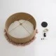 GloboStar® PUERTORICO 02096 Boho Κρεμαστό Φωτιστικό Οροφής Μονόφωτο 1 x E27 AC220-240V IP20 - Φ50 x Υ27cm - Μπεζ με Ροζ Λεπτό Νήμα Πλέγμα Βαμβακερό Καπέλο - 5 Χρόνια Εγγύηση