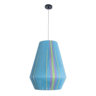 GloboStar® SALERNO 02336 Boho Κρεμαστό Φωτιστικό Πλέγμα Μονόφωτο 1 x E27 IP20 Πολύχρωμο Νήμα - Μ50 x Π50 x Υ60cm