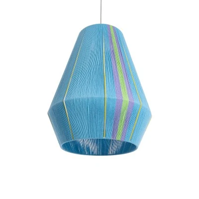 GloboStar® SALERNO 02336 Boho Κρεμαστό Φωτιστικό Πλέγμα Μονόφωτο 1 x E27 IP20 Πολύχρωμο Νήμα - Μ50 x Π50 x Υ60cm