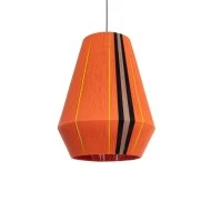 Boho Κρεμαστό Φωτιστικό SALERNO Μονόφωτο 1 x E27 AC220-240V IP20 - Φ50 x Υ60cm - Πορτοκαλί με Μαύρο και Καφέ με Κίτρινες Λεπτομέριες Λεπτό Νήμα Βαμβακερό Πλέγμα