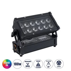 Επαγγελματική κεφαλή PAR DMX512  220V-240VΑC 180W  6in1 25° Osram Led  RGBW+UV  Μ30xΠ14xΥ19cm IP65