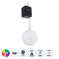 Επαγγελματικό φωτιστικό ειδικών εφέ Φ30cm KINETIC BALL Light CREE LED 4in1 15W  15x1W LED SMD Chips RGBW