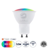 Έξυπνο Σποτ LED GU10 MR16 Smart Home Wifi  5.5W 550lm 120° AC 220-240V IP20 RGB+CCT - Εναλλαγή Φωτισμού & Dimming μέσω Εφαρμογής Tuya - Bridgelux Chip