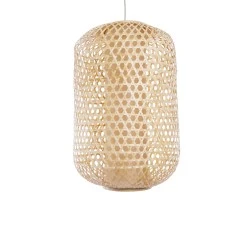Boho κρεμαστό φωτιστικό MAURITIUS μονόφωτο καφέ ξύλινο Bamboo Φ40 1 x E27 AC 220-240V