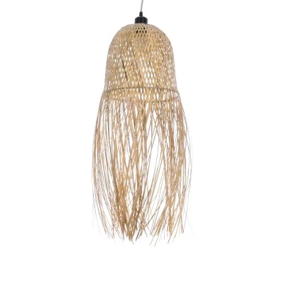 Κρεμαστό φωτιστικό Boho MANILA 1 x E27 AC 220-240V μπεζ με υφασμάτινο καπέλο φυσικού σχεδιασμού Μ25 x Π25 x Υ60