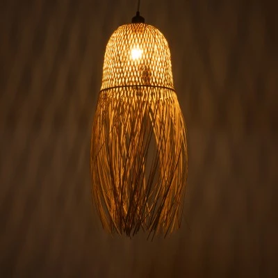 Κρεμαστό φωτιστικό Boho MANILA 1 x E27 AC 220-240V μπεζ με υφασμάτινο καπέλο φυσικού σχεδιασμού Μ25 x Π25 x Υ60