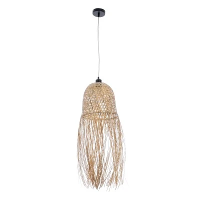 Κρεμαστό φωτιστικό Boho MANILA 1 x E27 AC 220-240V μπεζ με υφασμάτινο καπέλο φυσικού σχεδιασμού Μ25 x Π25 x Υ60