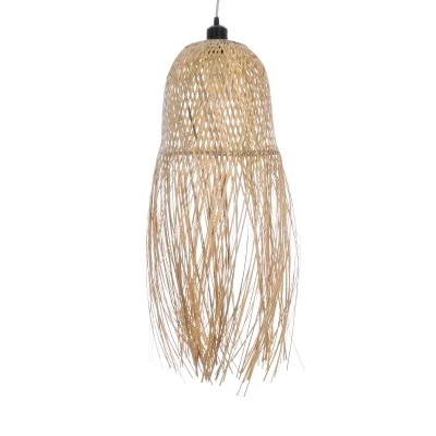 Κρεμαστό φωτιστικό Boho MANILA 1 x E27 AC 220-240V μπεζ με υφασμάτινο καπέλο φυσικού σχεδιασμού Μ25 x Π25 x Υ60