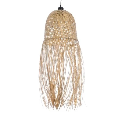 Κρεμαστό φωτιστικό Boho MANILA 1 x E27 AC 220-240V μπεζ με υφασμάτινο καπέλο φυσικού σχεδιασμού Μ25 x Π25 x Υ60