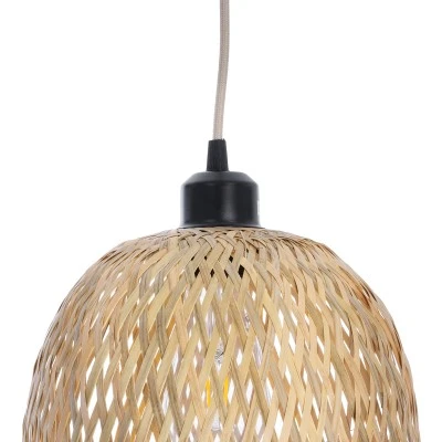 Κρεμαστό φωτιστικό Boho MANILA 1 x E27 AC 220-240V μπεζ με υφασμάτινο καπέλο φυσικού σχεδιασμού Μ25 x Π25 x Υ60