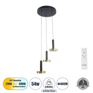 Κρεμαστό Φωτιστικό ZANE LED 18W 2016lm CCT Dimmable – Μαύρο & Χρυσό, Τηλεχειριστήριο, 2700K-4500K-6000K