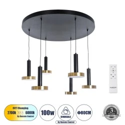 Κρεμαστό Φωτιστικό ZANE LED 100W 11200lm CCT Dimmable – Μαύρο & Χρυσό, Τηλεχειριστήριο, 2700K-4500K-6000K Κρεμαστό Φωτιστικό ZANE LED 100W 11200lm CCT Dimmable – Μαύρο & Χρυσό, Τηλεχειριστήριο, 2700K-4500K-6000K