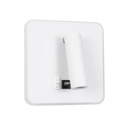 Μοντέρνα επιτοίχια απλίκα reading light kelvo® LADY-S με φορτιστή USB 3A LED 6W 600lm 36° & 360° AC 220-240V IP20 φυσικό λευκό 4500K λευκό ματ 15x15x7cm