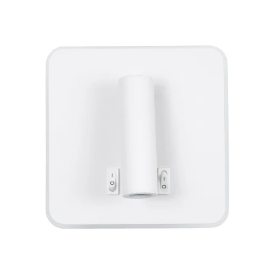 GloboStar® LADY-S 60943 Μοντέρνο Φωτιστικό Τοίχου - Απλίκα Ξενοδοχείου Bed Side LED 6W 600lm 36° & 360° AC 220-240V - Reading Light & Κρυφός Φωτισμός - Φορτιστής USB 3A - Μ15 x Π15 x Υ7cm - Φυσικό Λευκό 4500K - Λευκό - 3 Χρόνια Εγγύηση