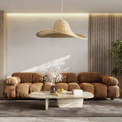 Boho Κρεμαστό Φωτιστικό ESPARGOS Μονόφωτο 1 x E27 AC220-240V IP20 - Φ70 x Υ35cm - Μπεζ Ξύλινο Μπαμπού Πλέγμα GloboStar® ESPARGOS 02214 Boho Κρεμαστό Φωτιστικό Πλέγμα Μονόφωτο 1 x E27 IP20 Μπεζ Ξύλο - Μ70 x Π70 x Υ35cm