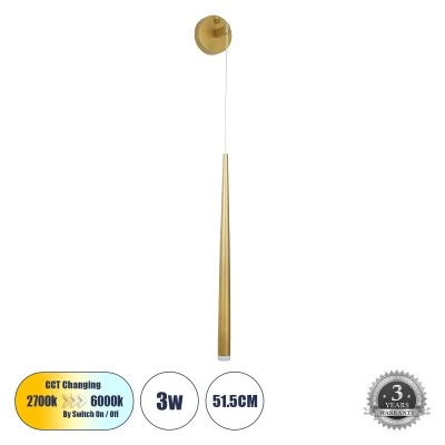 Μοντέρνα επιτοίχια απλίκα LED kelvo® TEARS 3W 330lm 180° AC 220-240V IP20 ρυθμιζόμενο λευκό CCT με On/Off 2700K/4500K/6000K χρυσό βούρτσας 3.2x3.2x51.5cm Μοντέρνα επιτοίχια απλίκα LED kelvo® TEARS 3W 330lm 180° AC 220-240V IP20 ρυθμιζόμενο λευκό CCT με On/Off 2700K/4500K/6000K χρυσό βούρτσας 3.2x3.2x51.5cm