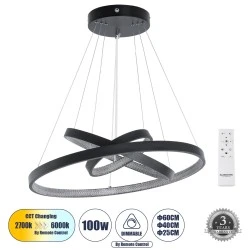 Κρεμαστό Φωτιστικό Δαχτυλίδι-Κύκλος LED DIAMOND TRIO CCT 100W 11200lm 360° AC 220-240V - Εναλλαγή Φωτισμού μέσω Τηλεχειριστηρίου All In One- Μαύρο Κρεμαστό Φωτιστικό Δαχτυλίδι-Κύκλος LED DIAMOND TRIO CCT 100W 11200lm 360° AC 220-240V - Εναλλαγή Φωτισμού μέσω Τηλεχειριστηρίου All In One- Μαύρο