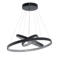 Κρεμαστό Φωτιστικό Δαχτυλίδι-Κύκλος LED DIAMOND TRIO CCT 100W 11200lm 360° AC 220-240V - Εναλλαγή Φωτισμού μέσω Τηλεχειριστηρίου All In One- Μαύρο