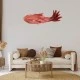 GloboStar® GOURAMI 02361 Boho Κρεμαστό Φωτιστικό Οροφής Μονόφωτο 1 x E27 AC220-240V IP20 - Μ100 x Π72 x Υ36cm - Κόκκινο Λεπτό Φύλλο Ξύλου Πλέγμα - 5 Χρόνια Εγγύηση
