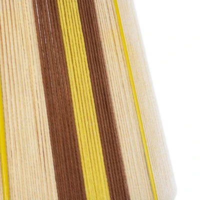GloboStar® SALERNO 02334 Boho Κρεμαστό Φωτιστικό Πλέγμα Μονόφωτο 1 x E27 IP20 Μπεζ, Καφέ & Κίτρινο Νήμα - Μ50 x Π50 x Υ60cm