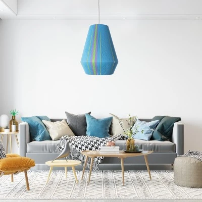 GloboStar® SALERNO 02336 Boho Κρεμαστό Φωτιστικό Πλέγμα Μονόφωτο 1 x E27 IP20 Πολύχρωμο Νήμα - Μ50 x Π50 x Υ60cm