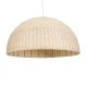 GloboStar® MONTANA 02380 Boho Κρεμαστό Φωτιστικό Καμπάνα Μονόφωτο 1 x E27 IP20 Μπεζ Ξύλο - Μ120 x Π120 x Υ60cm