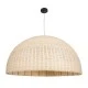 GloboStar® MONTANA 02380 Boho Κρεμαστό Φωτιστικό Καμπάνα Μονόφωτο 1 x E27 IP20 Μπεζ Ξύλο - Μ120 x Π120 x Υ60cm