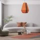 GloboStar® SALERNO 02337 Boho Κρεμαστό Φωτιστικό Οροφής Μονόφωτο 1 x E27 AC220-240V IP20 - Φ50 x Υ60cm - Πορτοκαλί με Μαύρο και Καφέ με Κίτρινες Λεπτομέριες Λεπτό Νήμα Βαμβακερό Πλέγμα