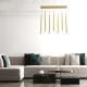 GloboStar® TEARS 61312 Κρεμαστό Φωτιστικό Οροφής Design LED CCT 21W 2310lm 180° AC 220-240V - Εναλλαγή Φωτισμού μέσω Τηλεχειριστηρίου All In One Ψυχρό 6000k+Φυσικό 4500k+Θερμό 2700k Dimmable Μ70 x Π3.2 x Υ60cm - Χρυσό Βούρτσας - 3 Years Warranty