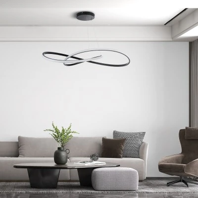 Μοντέρνο κρεμαστό φωτιστικό DEXTER Design LED με μαύρο σκελετό CCT 120W 13440lm δέσμης 300° AC 220-240V IP20 με εναλλαγή φωτισμού μέσω τηλεχειριστηρίου ντιμαριζόμενο