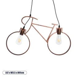 Vintage κρεμαστό φωτιστικό BIKE με Ντουί 2 x E27 AC 220-240V IP20 - Χάλκινο