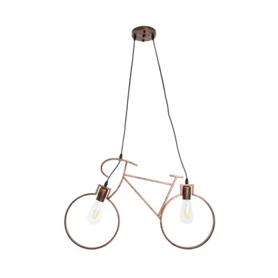 Vintage κρεμαστό φωτιστικό BIKE με Ντουί 2 x E27 AC 220-240V IP20 - Χάλκινο