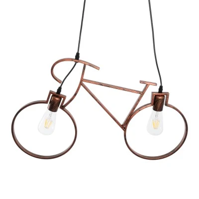 Vintage κρεμαστό φωτιστικό BIKE με Ντουί 2 x E27 AC 220-240V IP20 - Χάλκινο