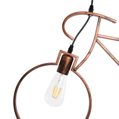Vintage κρεμαστό φωτιστικό BIKE με Ντουί 2 x E27 AC 220-240V IP20 - Χάλκινο