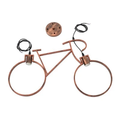 Vintage κρεμαστό φωτιστικό BIKE με Ντουί 2 x E27 AC 220-240V IP20 - Χάλκινο