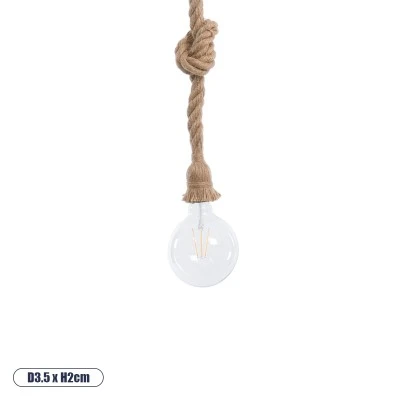 Boho Κρεμαστό Φωτιστικό Οροφής με Ντουί 1 x E27 AC 220-240V IP20 - Μπεζ - Μ3.5 x Π3.5 x Υ200cm GloboStar® ROPE 01018 Vintage Industrial Κρεμαστό Φωτιστικό Οροφής Μονόφωτο 1 x E27 με 2 μέτρα Μπεζ Σχοινί Φ3.5 x Y200cm