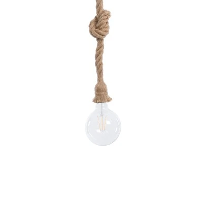 Boho Κρεμαστό Φωτιστικό Οροφής με Ντουί 1 x E27 AC 220-240V IP20 - Μπεζ - Μ3.5 x Π3.5 x Υ200cm GloboStar® ROPE 01018 Vintage Industrial Κρεμαστό Φωτιστικό Οροφής Μονόφωτο 1 x E27 με 2 μέτρα Μπεζ Σχοινί Φ3.5 x Y200cm