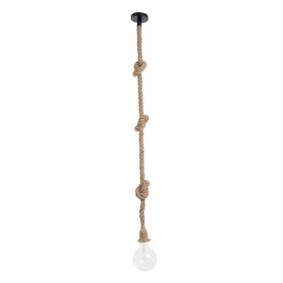 Boho Κρεμαστό Φωτιστικό Οροφής με Ντουί 1 x E27 AC 220-240V IP20 - Μπεζ - Μ3.5 x Π3.5 x Υ200cm GloboStar® ROPE 01018 Vintage Industrial Κρεμαστό Φωτιστικό Οροφής Μονόφωτο 1 x E27 με 2 μέτρα Μπεζ Σχοινί Φ3.5 x Y200cm