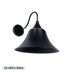 Vintage επιτοίχιο φωτιστικό kelvo® BELL μονόφωτο με ντουί E27 AC 220-240V IP20 μαύρο 35x28.5x30cm