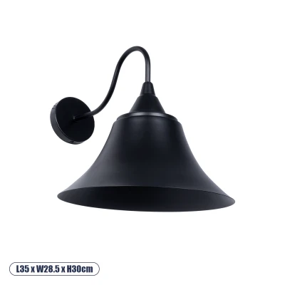 Vintage επιτοίχιο φωτιστικό kelvo® BELL μονόφωτο με ντουί E27 AC 220-240V IP20 μαύρο 35x28.5x30cm