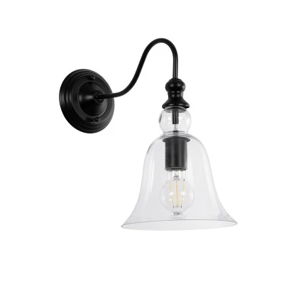Vintage φωτιστικό τοίχου - απλίκα με ντουί 1 x E27 kelvo® LILLY AC 220-240V IP20 μαύρο & διάφανο 38x20x37cm 01064 Vintage φωτιστικό τοίχου - απλίκα με ντουί 1 x E27 kelvo® LILLY AC 220-240V IP20 μαύρο & διάφανο 38x20x37cm 01064