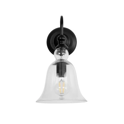 Vintage φωτιστικό τοίχου - απλίκα με ντουί 1 x E27 kelvo® LILLY AC 220-240V IP20 μαύρο & διάφανο 38x20x37cm 01064 Vintage φωτιστικό τοίχου - απλίκα με ντουί 1 x E27 kelvo® LILLY AC 220-240V IP20 μαύρο & διάφανο 38x20x37cm 01064