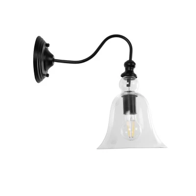 Vintage φωτιστικό τοίχου - απλίκα με ντουί 1 x E27 kelvo® LILLY AC 220-240V IP20 μαύρο & διάφανο 38x20x37cm 01064 Vintage φωτιστικό τοίχου - απλίκα με ντουί 1 x E27 kelvo® LILLY AC 220-240V IP20 μαύρο & διάφανο 38x20x37cm 01064