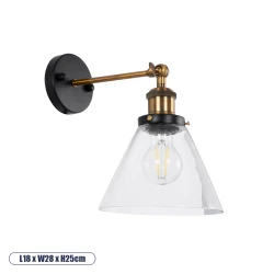 Vintage φωτιστικό τοίχου - απλίκα kelvo® BINGLEY με ντουί E27 1 x E27 AC 220-240V IP20 διάφανο & χρυσό 18x28x25cm 01074 Vintage φωτιστικό τοίχου - απλίκα kelvo® BINGLEY με ντουί E27 1 x E27 AC 220-240V IP20 διάφανο & χρυσό 18x28x25cm 01074