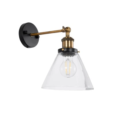 Vintage φωτιστικό τοίχου - απλίκα kelvo® BINGLEY με ντουί E27 1 x E27 AC 220-240V IP20 διάφανο & χρυσό 18x28x25cm 01074 Vintage φωτιστικό τοίχου - απλίκα kelvo® BINGLEY με ντουί E27 1 x E27 AC 220-240V IP20 διάφανο & χρυσό 18x28x25cm 01074