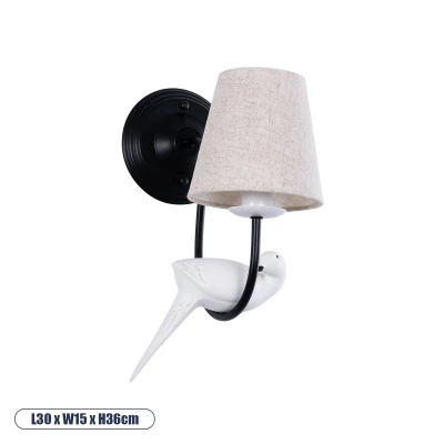 Vintage φωτιστικό τοίχου kelvo® DOVE για λάμπα με ντουί E14 AC 220-240V IP20 μαύρο & μπεζ 30x15x36cm 01084