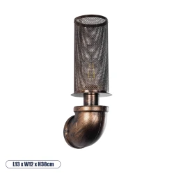 Vintage φωτιστικό τοίχου - απλίκα kelvo® RAZA με ντουί E27 AC 220-240V IP20 χάλκινο 13x12x38cm 01105