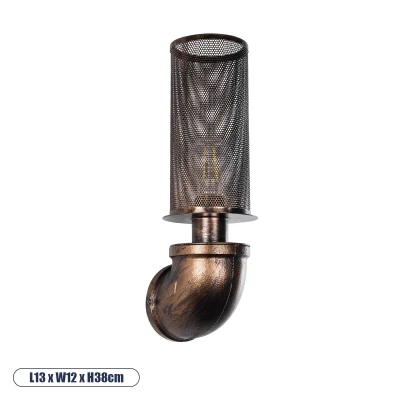 Vintage φωτιστικό τοίχου - απλίκα kelvo® RAZA με ντουί E27 AC 220-240V IP20 χάλκινο 13x12x38cm 01105