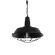 GloboStar® CRANE 01109 Vintage Industrial Κρεμαστό Φωτιστικό Οροφής Μονόφωτο 1 x E27 Μαύρο Μεταλλικό Καμπάνα Πλέγμα με Μπεζ Σχοινί Φ36 x Y25cm